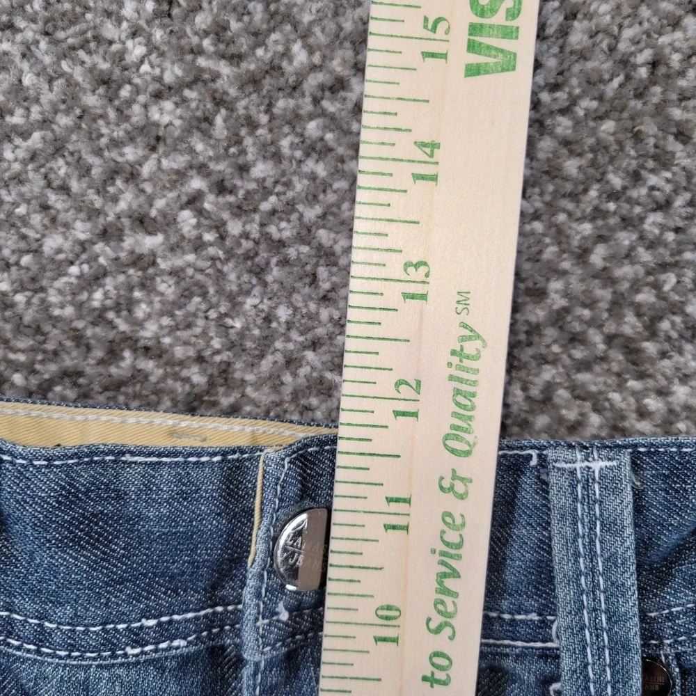 Lamasini Mens Straight Leg Jeans 36x32 Blue Denim Contrast Stitch Distressed